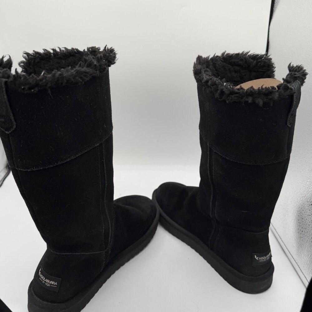 Koolaburra By UGG Aribel Tall Boots Womens Size 9 Black Suede Shearling - Picture 11 of 12